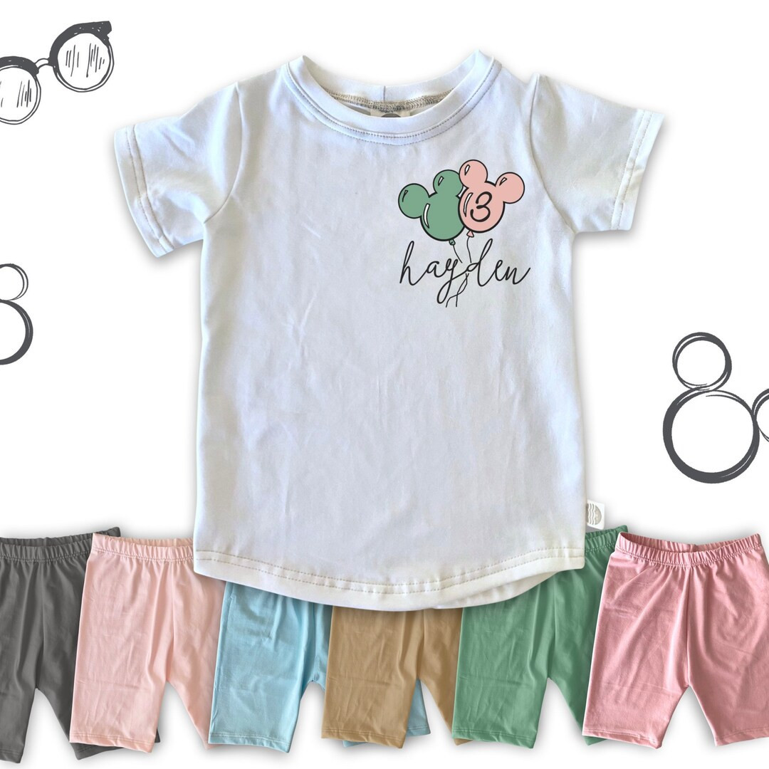 Girls Custom Disney Birthday Balloon Tee,Kids Disney Birthday Vacation Tee,Disney Vacation Outfit... | Etsy (US)