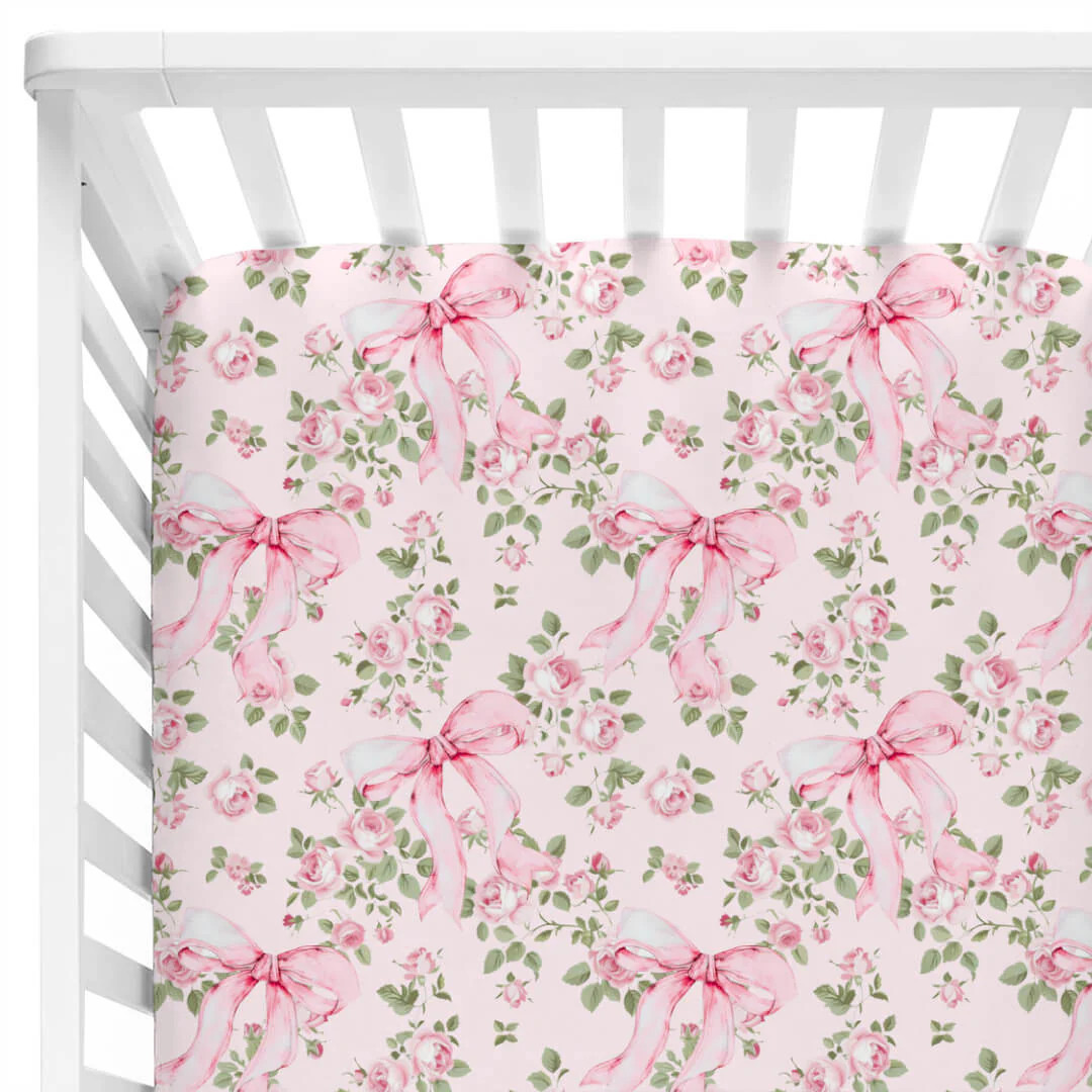 Bows in Bloom Crib Sheet | Caden Lane