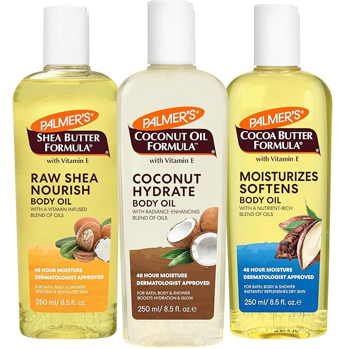 Palmer's Body Oil Variety Pack, Cocoa Butter, Coconut, and Shea, Dermatologist Approved, Instant ... | Amazon (US)