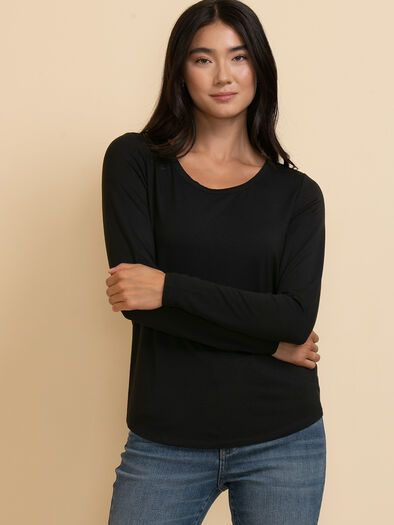 Long Sleeve Scoop-Neck Modal Top | Ricki's