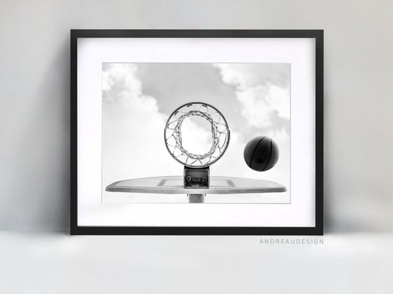 Black and White Basketball Hoop and Ball Printable Art, Basketball Wall Decor, Basketball Coach G... | Etsy (US)