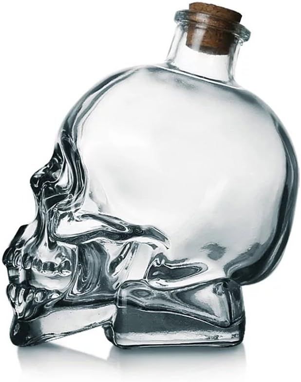 Skull Decanter Lead-free Glass Skull Prop Whiskey Bottle With Cork Stopper (120ML) | Amazon (US)