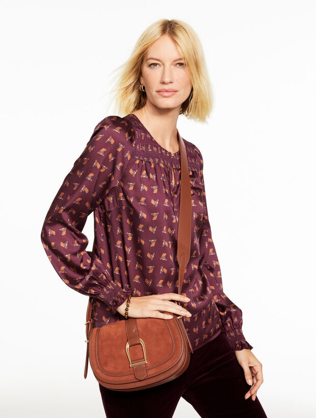 Suede & Leather Saddle Bag | Talbots