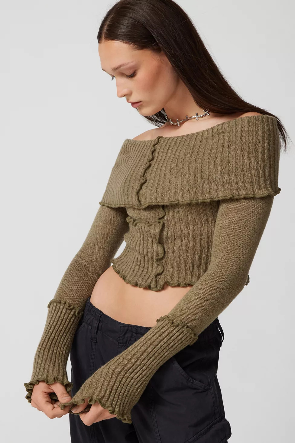 UO Overlock Off-The-Shoulder Sweater | Urban Outfitters (US and RoW)