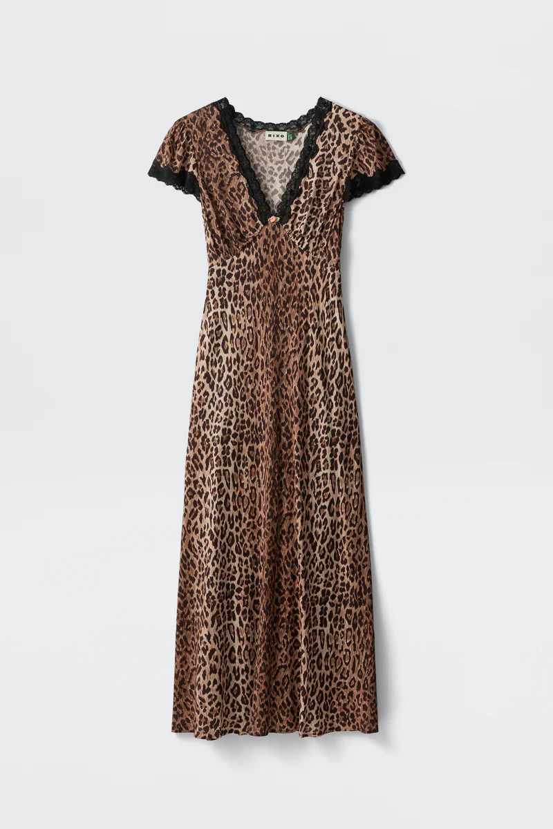 clarice dress leopard brown | Rixo