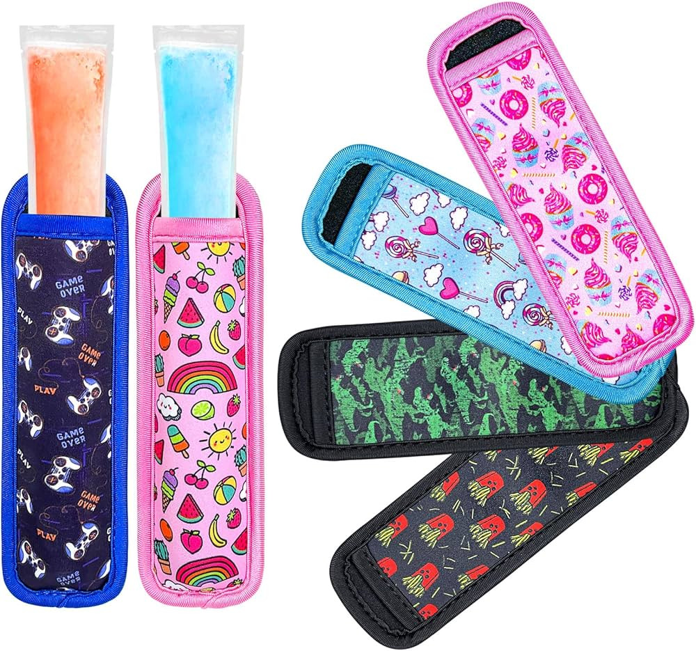 Popsicle Holder for Kids, 6 Pieces Anti-Freezing Neoprene Ice Pop Sleeves, Cute Reusable Washable... | Amazon (US)