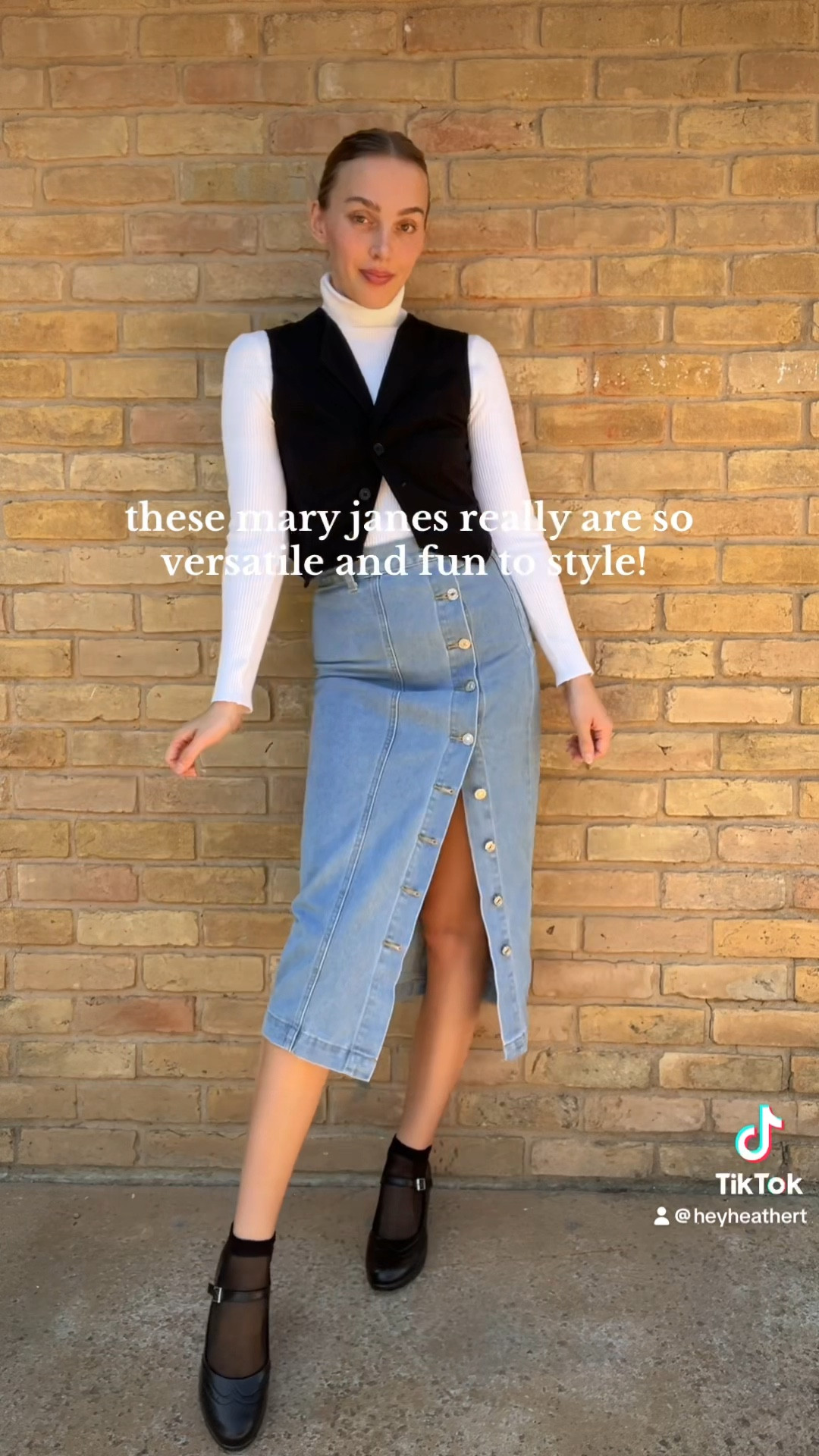 Love styling my mary janes 😍

Also, I am obsessed with this button down denim skirt! Everything runs TTS for me!

#denimskirt #maryjanes #fallootd #falloutfits #turtleneckoutfit #winteroutfits #vestoutfit 

Fall outfits, fall outfit inspo, turtleneck outfits, denim midi skirt outfits, denim skirt outfit, button down denim skirts, heeled mary jane shoes, mary jane pumps, mary janes heels, vest outfits, cropped vest outfit

#LTKShoeCrush #LTKVideo #LTKFindsUnder50
