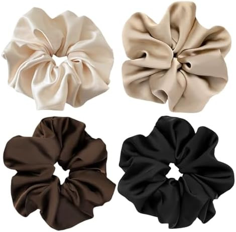 4 Pieces Jumbo Satin Silk Scrunchies for Women 7.2 Inches Large Oversize Scrunchies For Thick Hai... | Amazon (US)