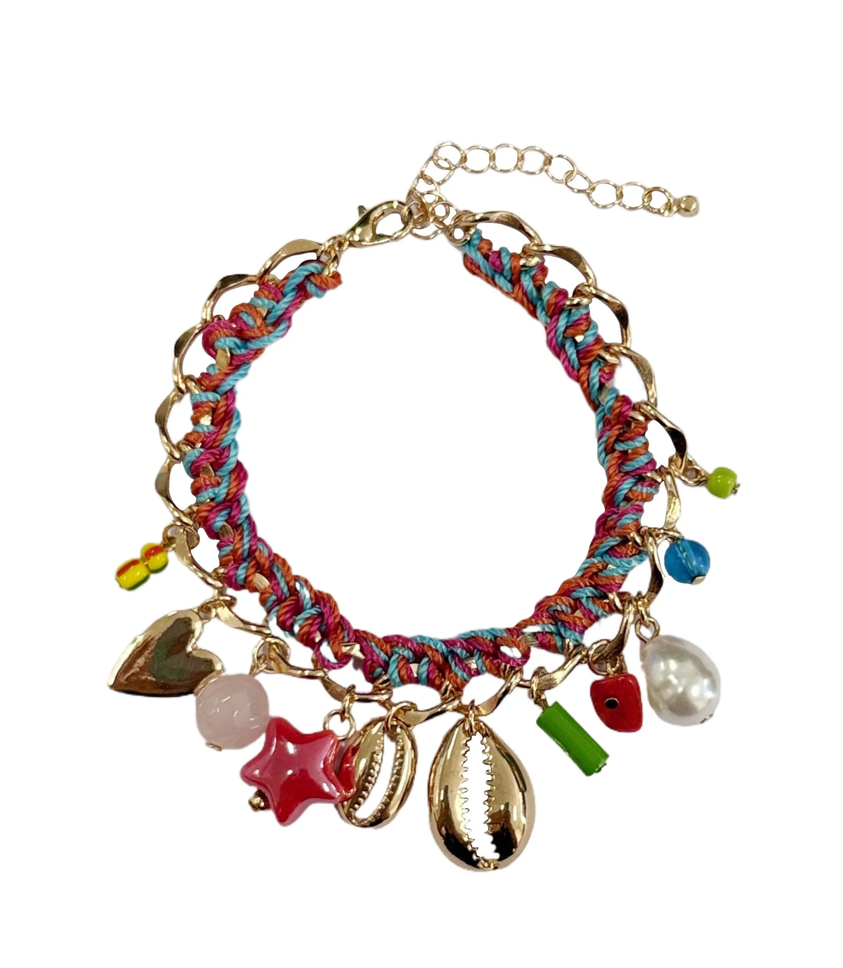 No Boundaries Multicolor Thread Chunky Shell Charm Bracelet for Female Adults and Teens | Walmart (US)