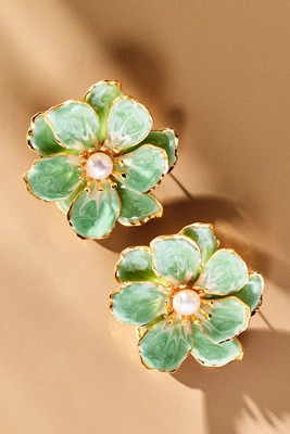 The Pink Reef Handpainted Flower Earrings | Anthropologie (US)