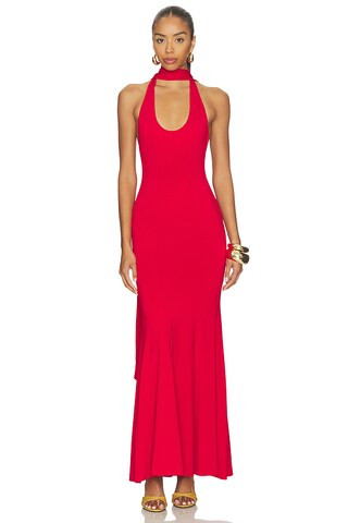 GUIZIO Scarf Open Neck Dress in Red Love from Revolve.com | Revolve Clothing (Global)