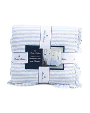 Linen Blend Striped Ruffled Edges Duvet Set | Marshalls