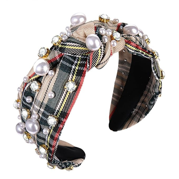 GLBCC Pearl Knotted Headband for Women White Pearl Rhinestone Crystal Jeweled Hairband Fashion El... | Amazon (US)