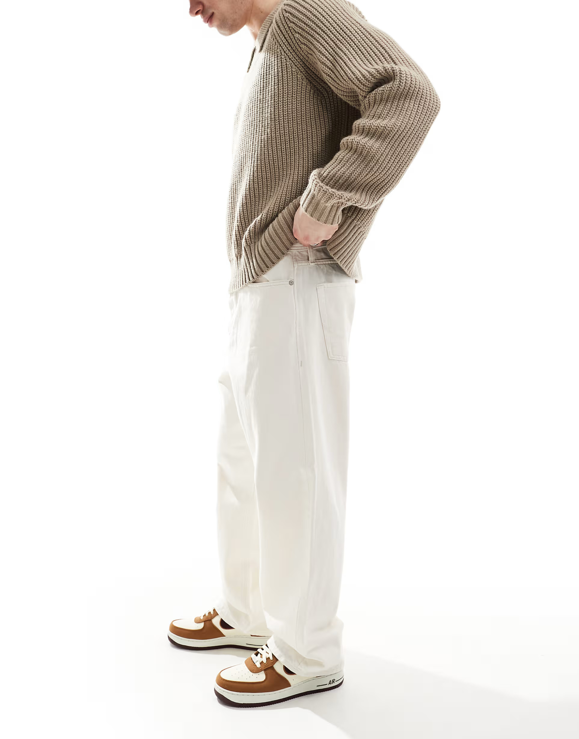 Jack & Jones Alex baggy jeans in ecru | ASOS (Global)