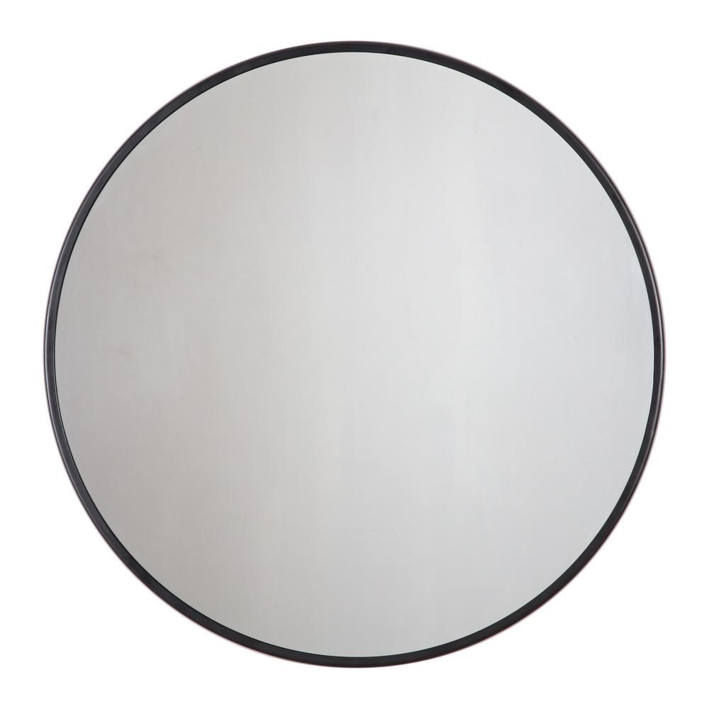 Habitat 30 in. x 30 in. Modern Round Framed Adelina Black Circular Accent Mirror-MR3719W - The Ho... | The Home Depot
