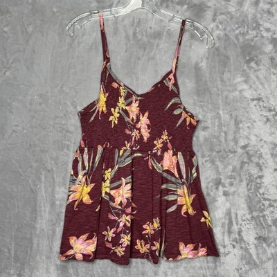 Torrid Babydoll Tank Top Womens 1X Burgundy Floral Smocked Sleeveless Plus Size | eBay US