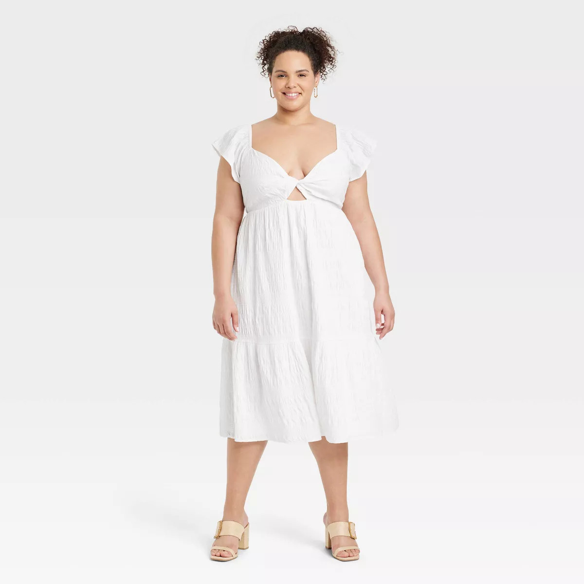Women's Flutter Short Sleeve Midi A-Line Dress - Universal Thread™ | Target