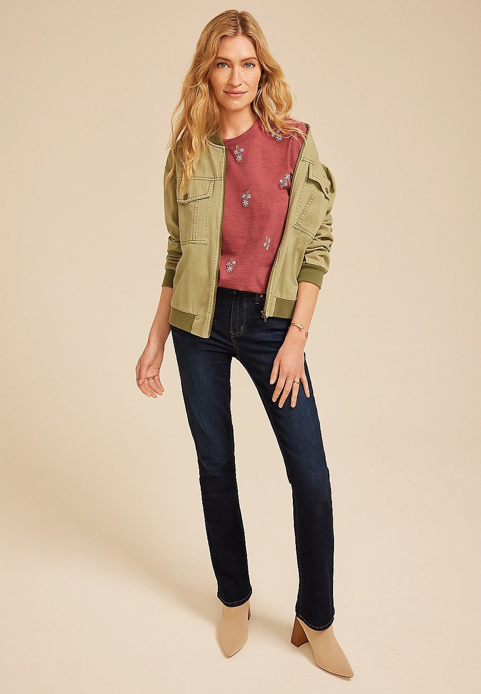 24/7 Dawson Embroidered Floral Crew Neck Tee | Maurices