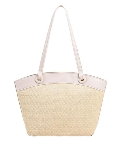 Hzxsny Straw Bag for Women Beach Tote French Retro Shoulder Handbag Summer Woven Hobo Travel Bag 2024, Beige, Large | Amazon (US)