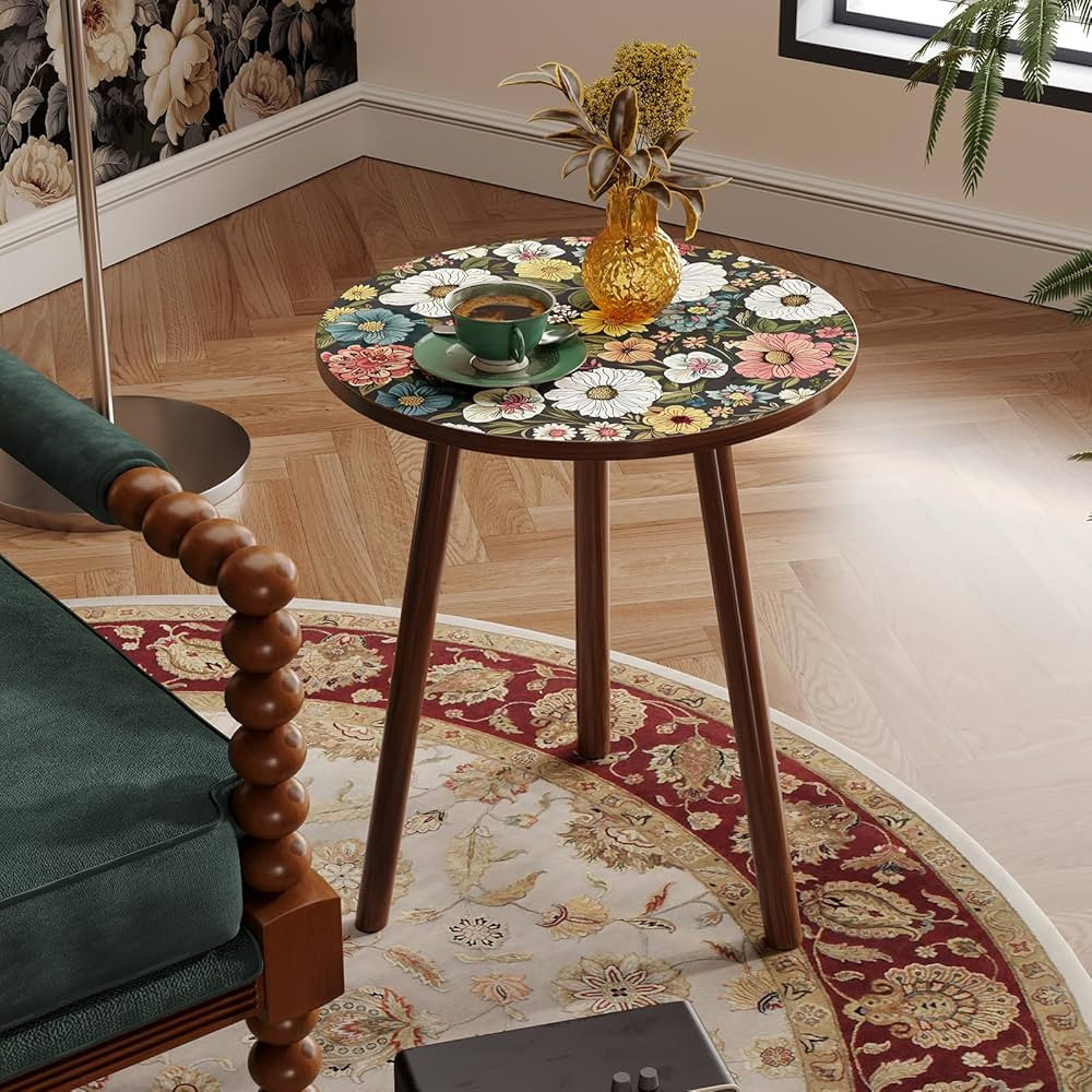 Small Side Table,Vintage Mini Accent Table Nightstand for Small Spaces,Single Plant Stand Indoor ... | Amazon (US)