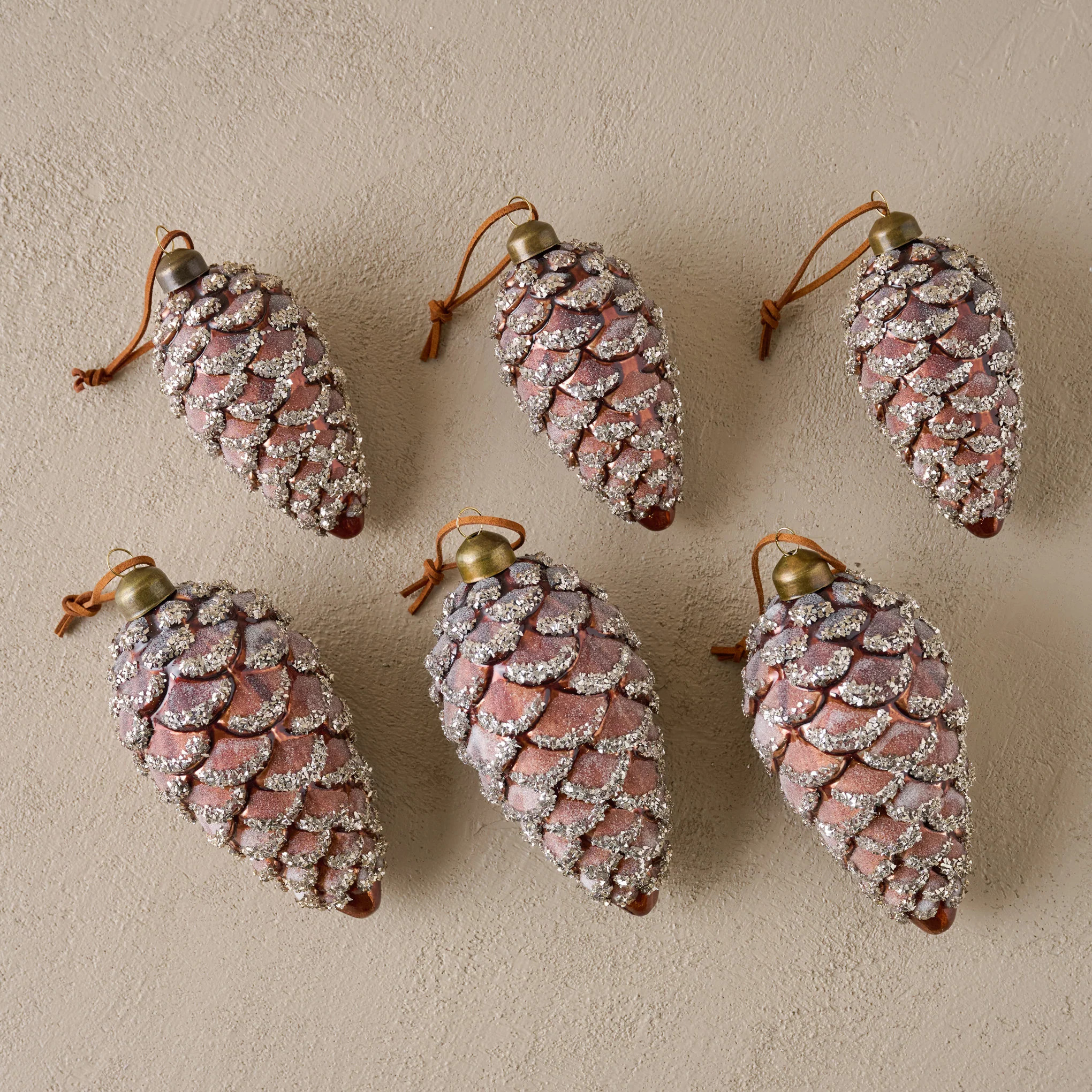 Glitter Pinecone Ornament, Set of 6 | Magnolia
