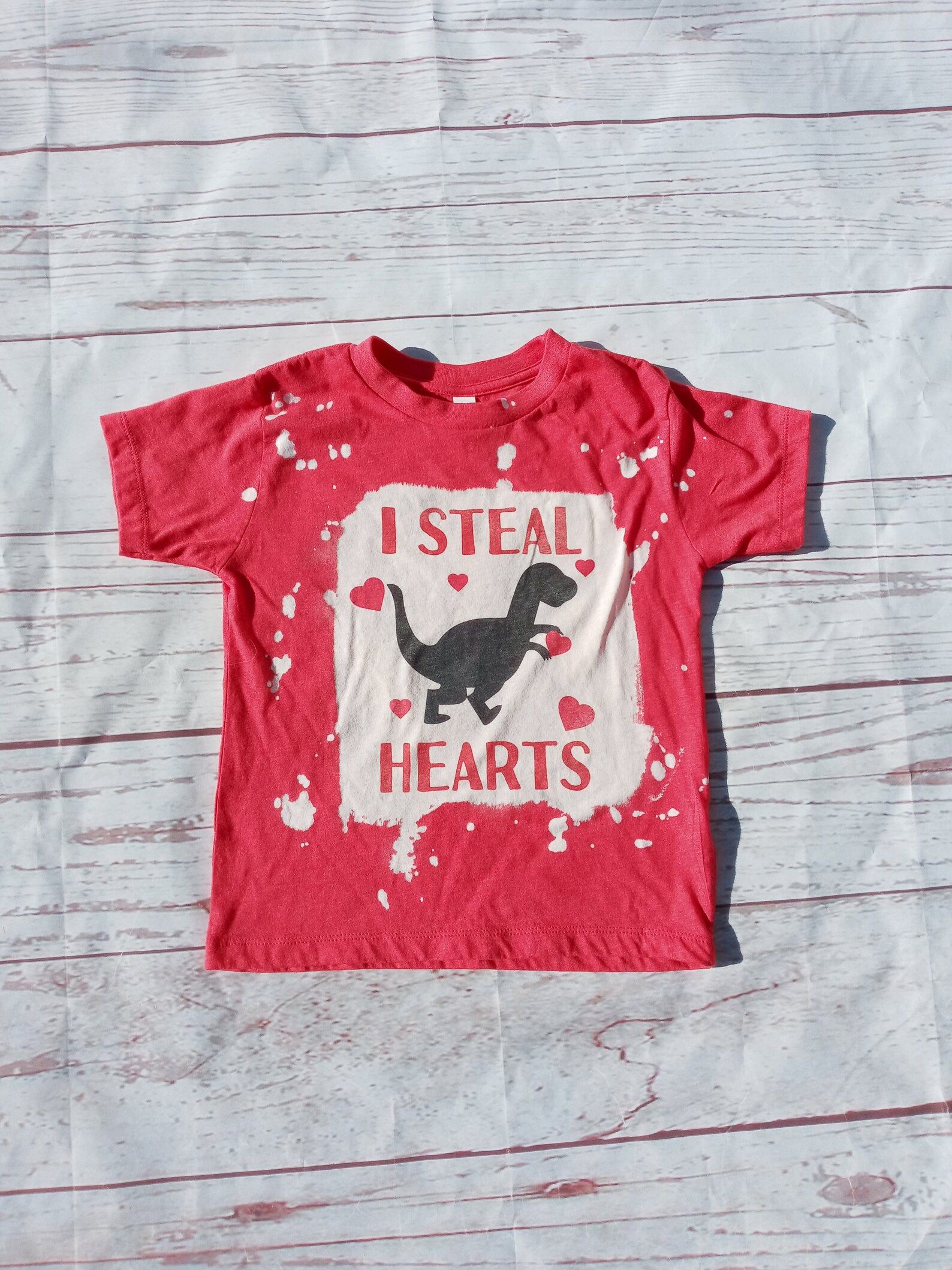 I Steal Hearts Toddler Valentine Bleached Shirt  Dinosaur  | Etsy | Etsy (US)