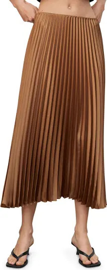 MANGO Pleated Satin Midi Skirt | Nordstrom | Nordstrom