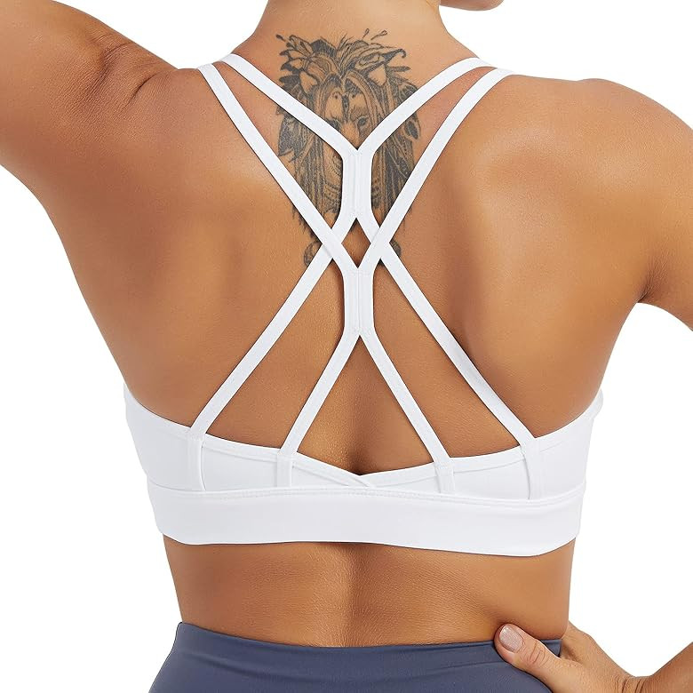 YOGAPRO Women's Sports Bra, Crisscross Back Padded Strappy Sports Bra Medium Support Yoga Bra wit... | Amazon (US)