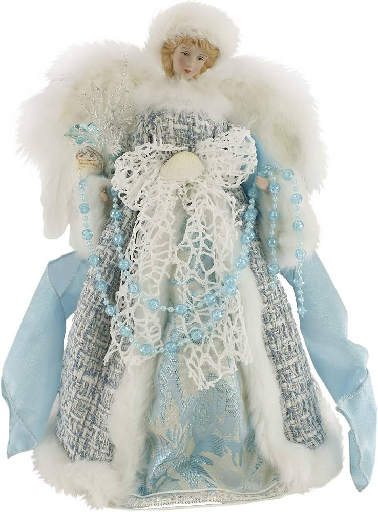 Windy Hill Collection 14" Inch Standing Blue Ocean Angel Christmas Tree Topper or Table Top 51410... | Amazon (US)