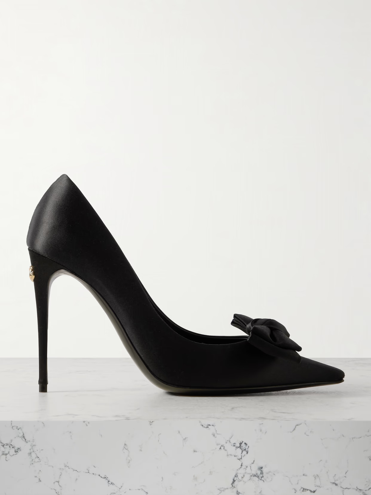 Dolce & Gabbana - Bow-embellished Satin Pumps - Black | NET-A-PORTER (US)