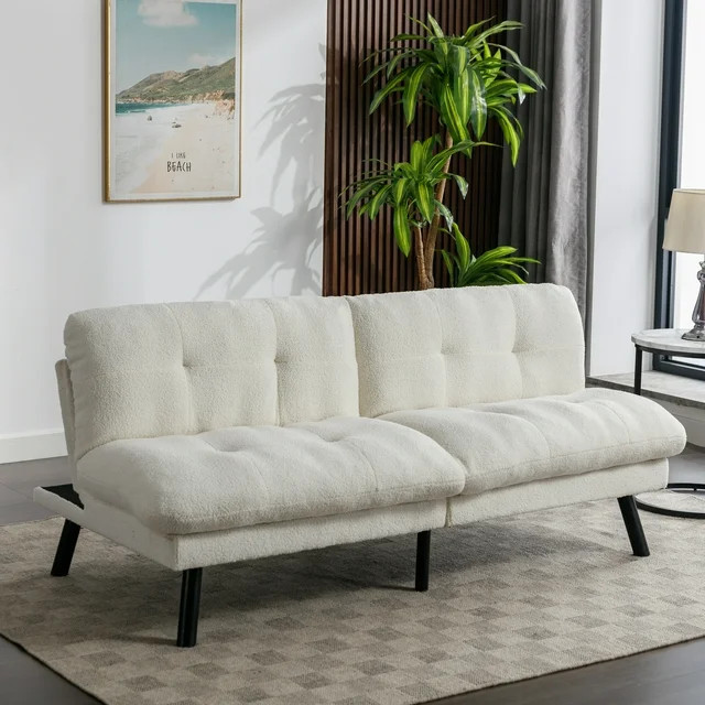 Mainstays Camden Cozy Futon, Cream Boucle Fabric | Walmart (US)