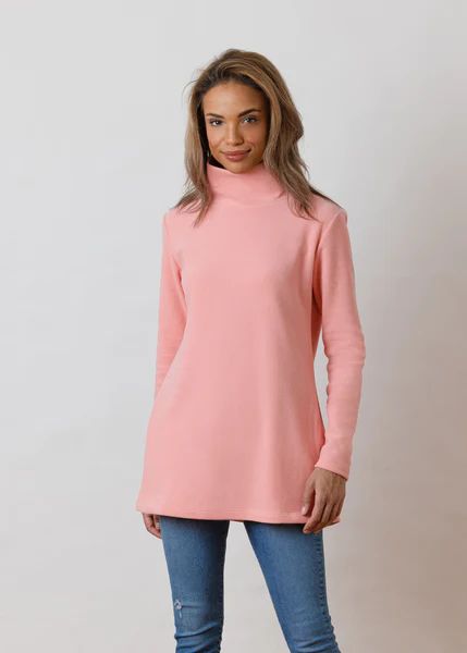 Cobble Hill Turtleneck in Terry Fleece (Island Coral) | Dudley Stephens