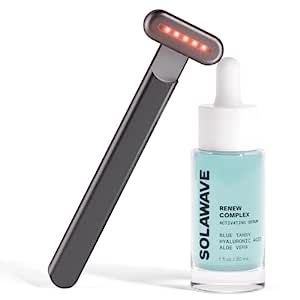 4-in-1 Facial Wand and Renew Complex Serum Bundle | Red Light Therapy for Face and Neck | Microcu... | Amazon (US)