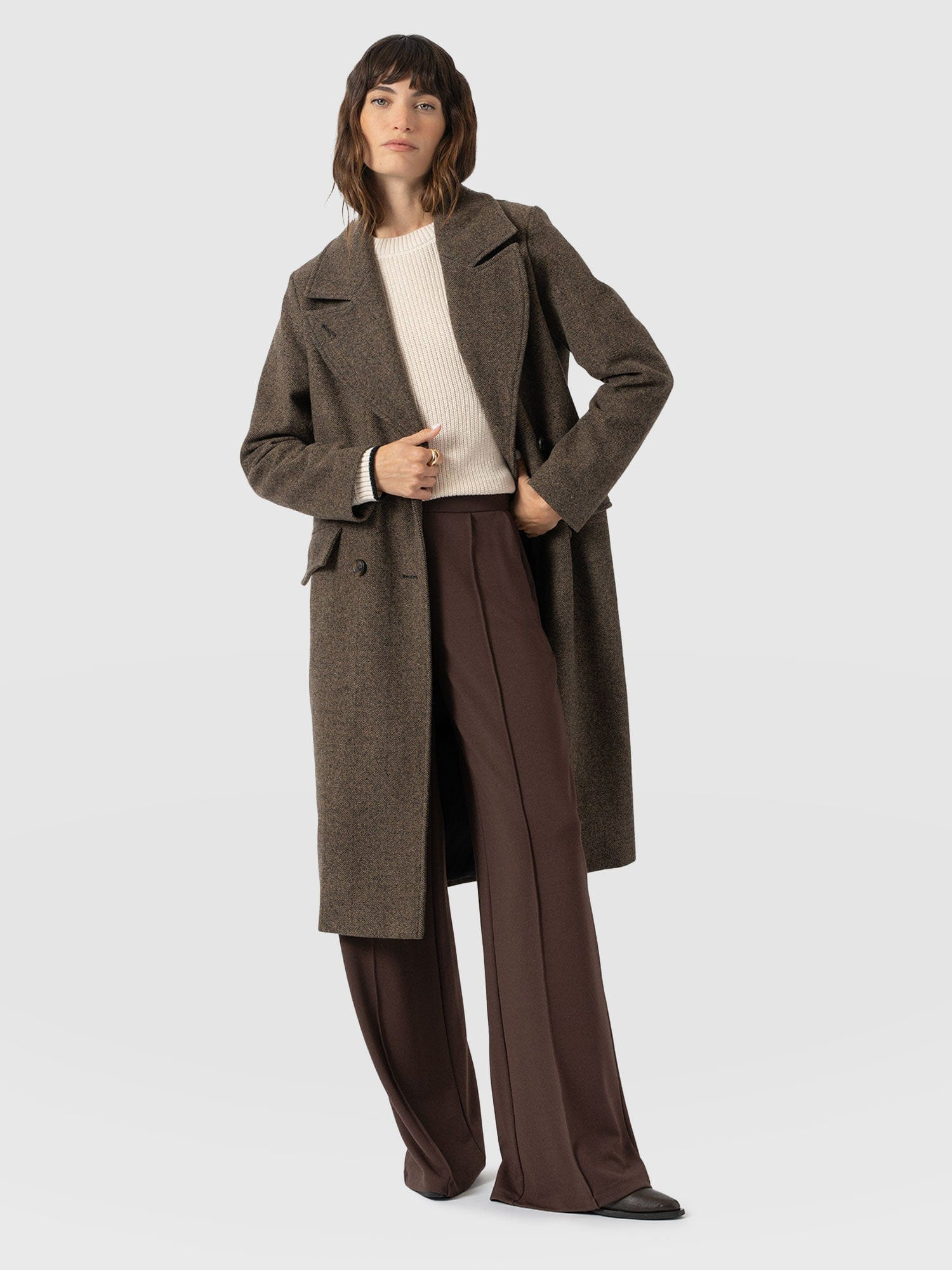 Hampton Coat - Brown Chevron | Saint + Sofia