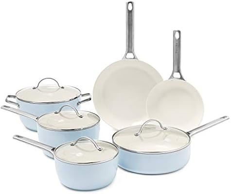 GreenPan Padova Ceramic Non-Stick 10Pc Cookware Set, Light Blue - CC000386-001 | Amazon (US)