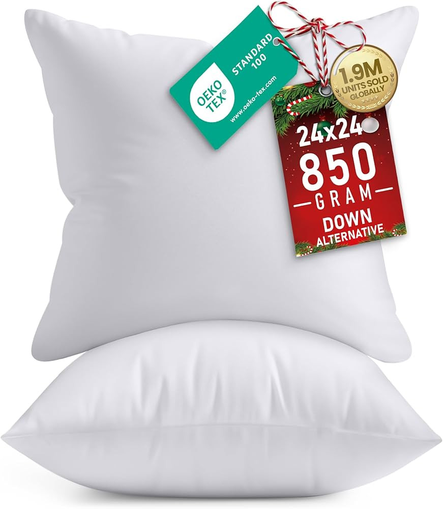 Utopia Bedding Throw Pillows Insert (Pack of 2, White) - 24 x 24 Inches Bed and Couch Pillows - I... | Amazon (US)