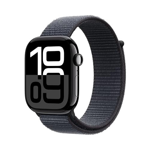 Apple Watch Series 10 [GPS 46mm case] Smartwatch with Jet Black Aluminum Case with Ink Sport Loop. Fitness Tracker, ECG App, Always-On Retina Display, Carbon Neutral | Amazon (US)