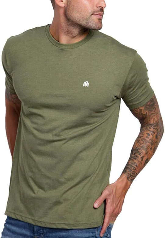 INTO THE AM Men's Crew Neck T-Shirts - Premium Fitted Modern Basic Logo Tees | Amazon (US)