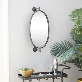 Black Wood Industrial Wall Mirror 29 x 15 x 7 - 15 x 7 x 29 - Gold | Bed Bath & Beyond