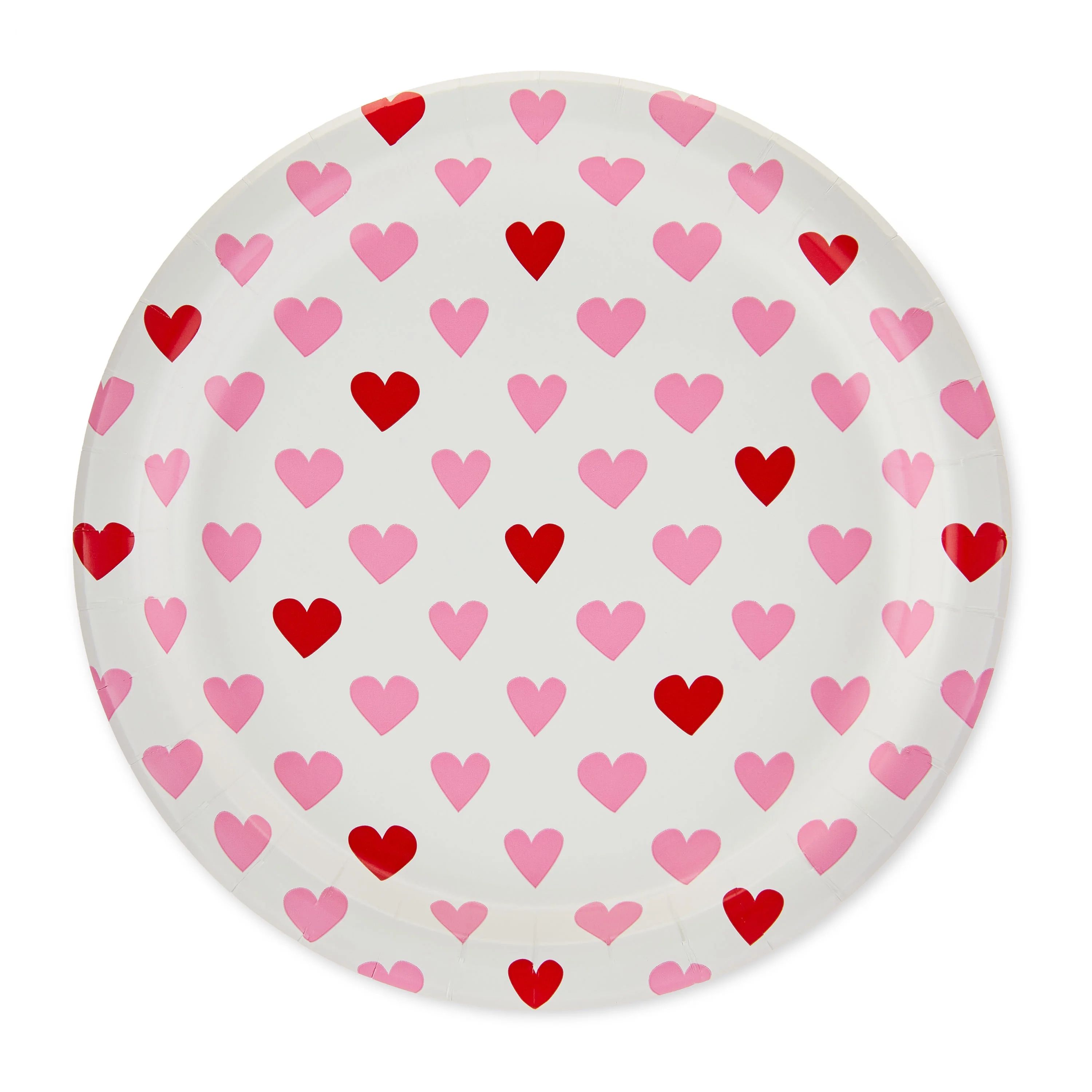 Valentine's Day Pink Hearts Dessert Plates 7", 8 Count, by Way To Celebrate - Walmart.com | Walmart (US)