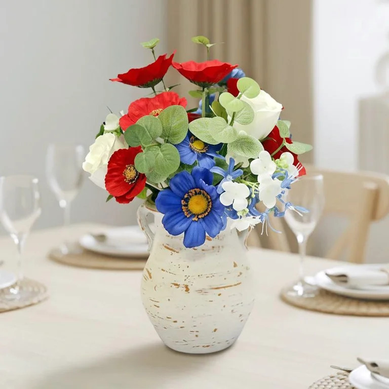 Faux Poppies in Rustic Vase, Multicolor, 16.5", by My Texas House | Walmart (US)