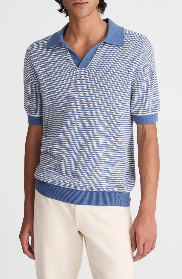 Textured Stitch Johnny Collar Sweater Polo | Nordstrom