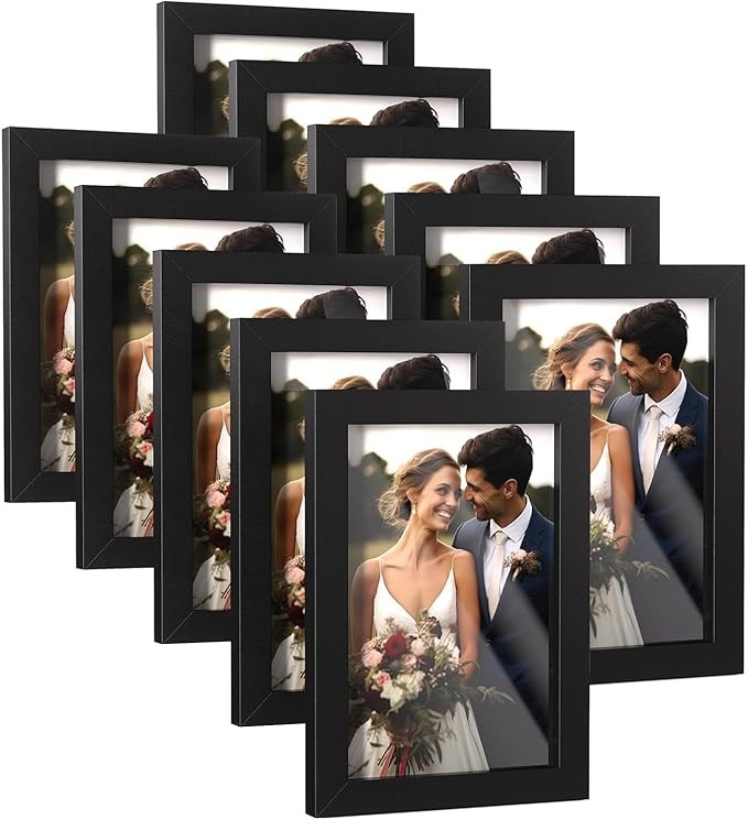 HappyHapi 4x6 Picture Frames Set of 10, Tabletop or Wall Display Pictures 3.5x5 with Mat or 4x6 W... | Amazon (US)