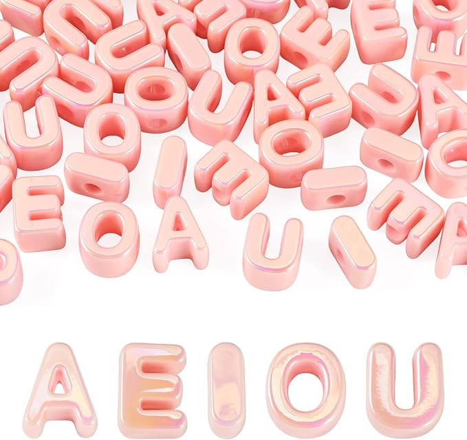 FASHEWELRY 50Pcs 20mm Big Vowel Letter Beads Light Pink Large Hole Acrylic Alphabet Beads for Bra... | Amazon (CA)
