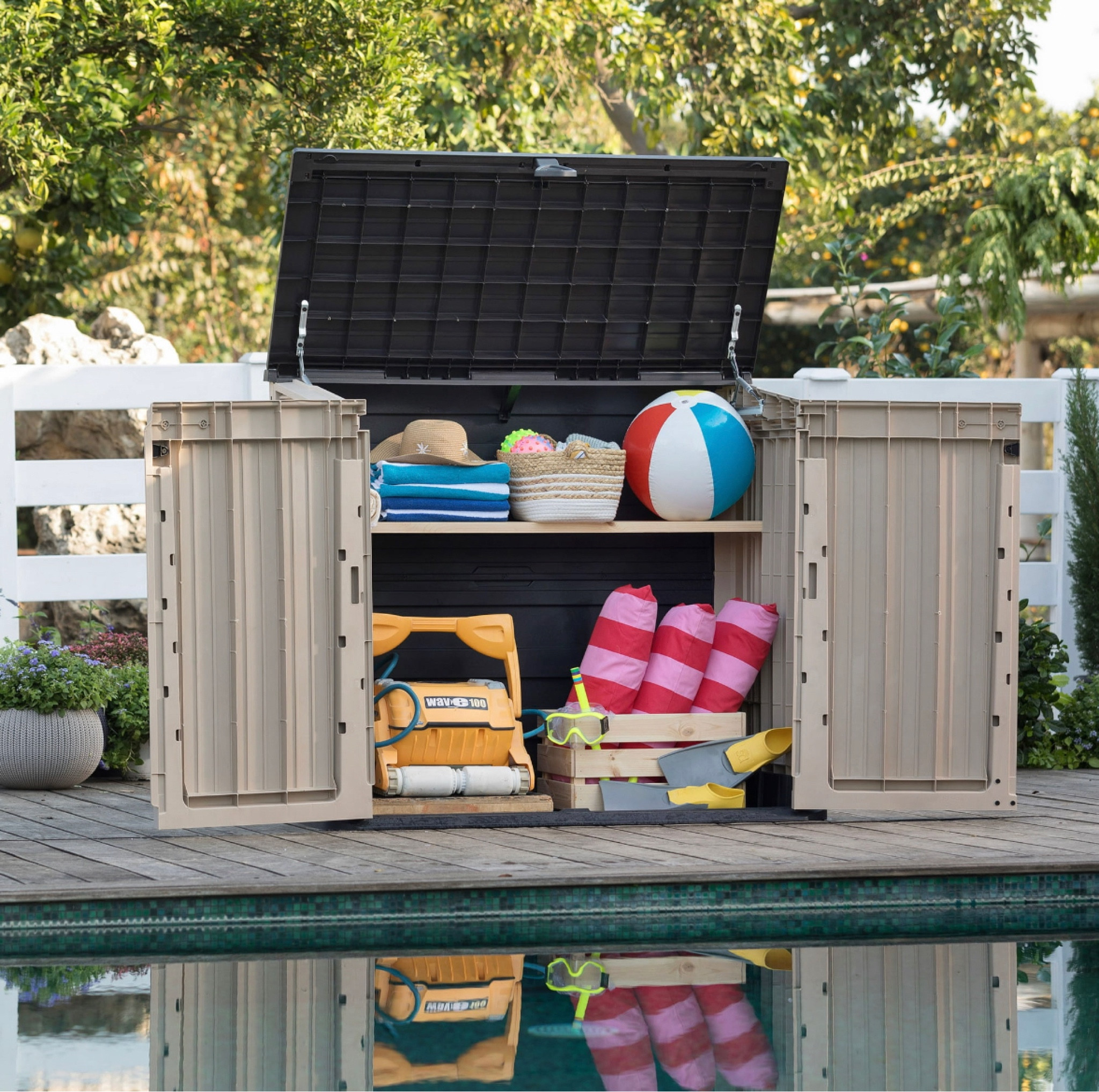 Keter deck box on sale at Walmart. 

#LTKFind #LTKSeasonal #LTKhome