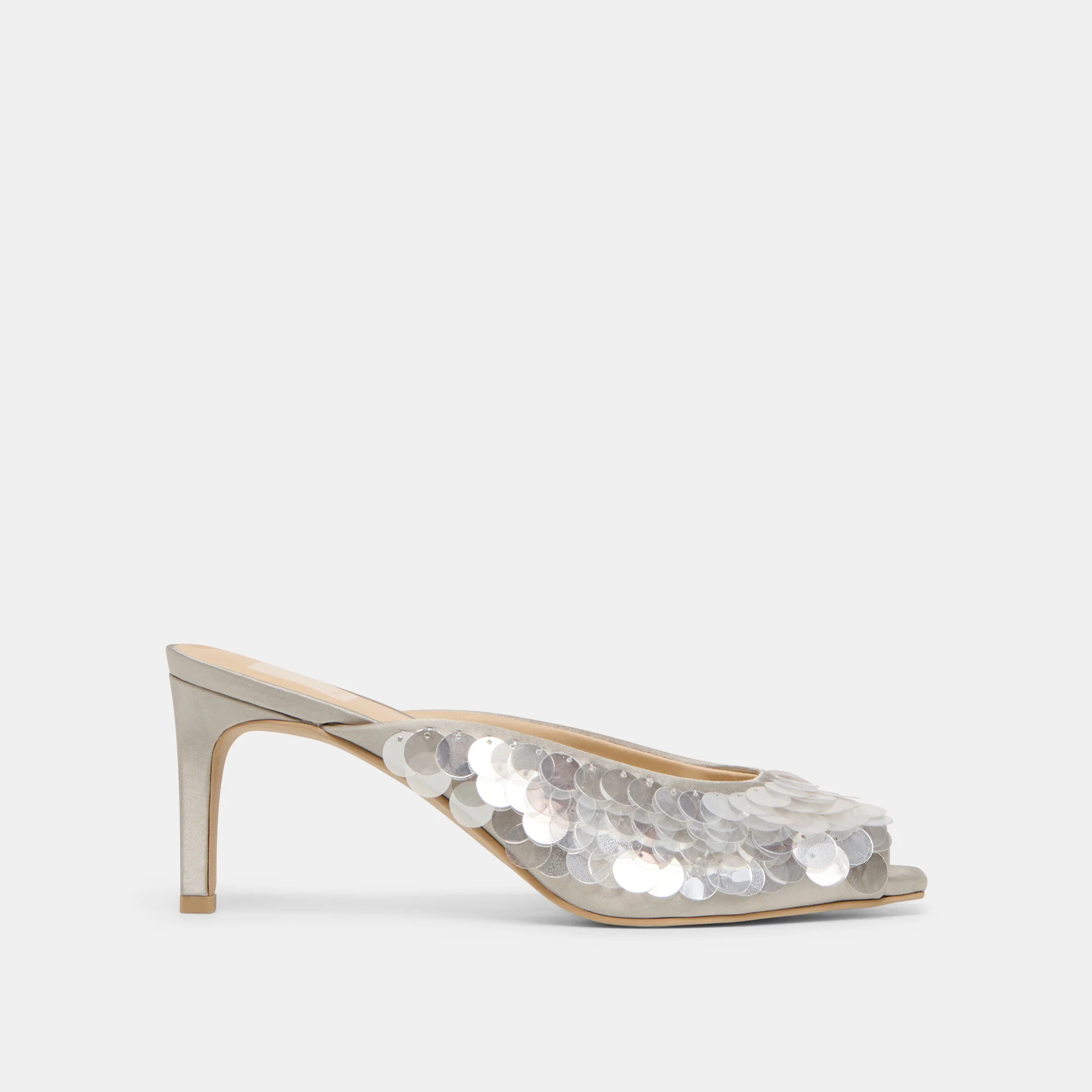 Samary Confetti Silver Satin Heels | Dolce Vita | DolceVita.com