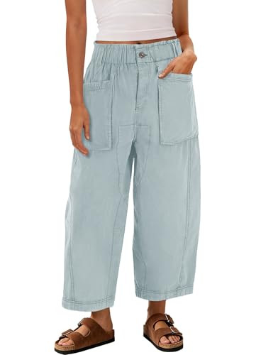 Yanekop Womens Wide Leg Capri Pants Barrel Summer Casual Baggy Harem Pants Cropped Comfy Palazzo ... | Amazon (US)