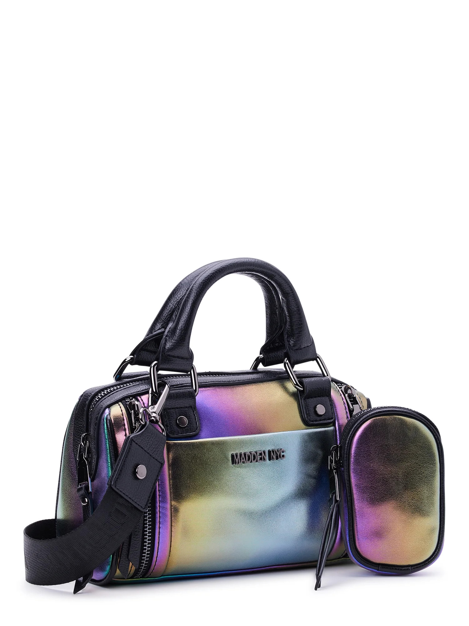 Madden NYC Women's Multi Zipper Barrel Handbag, Oil Slick | Walmart (US)