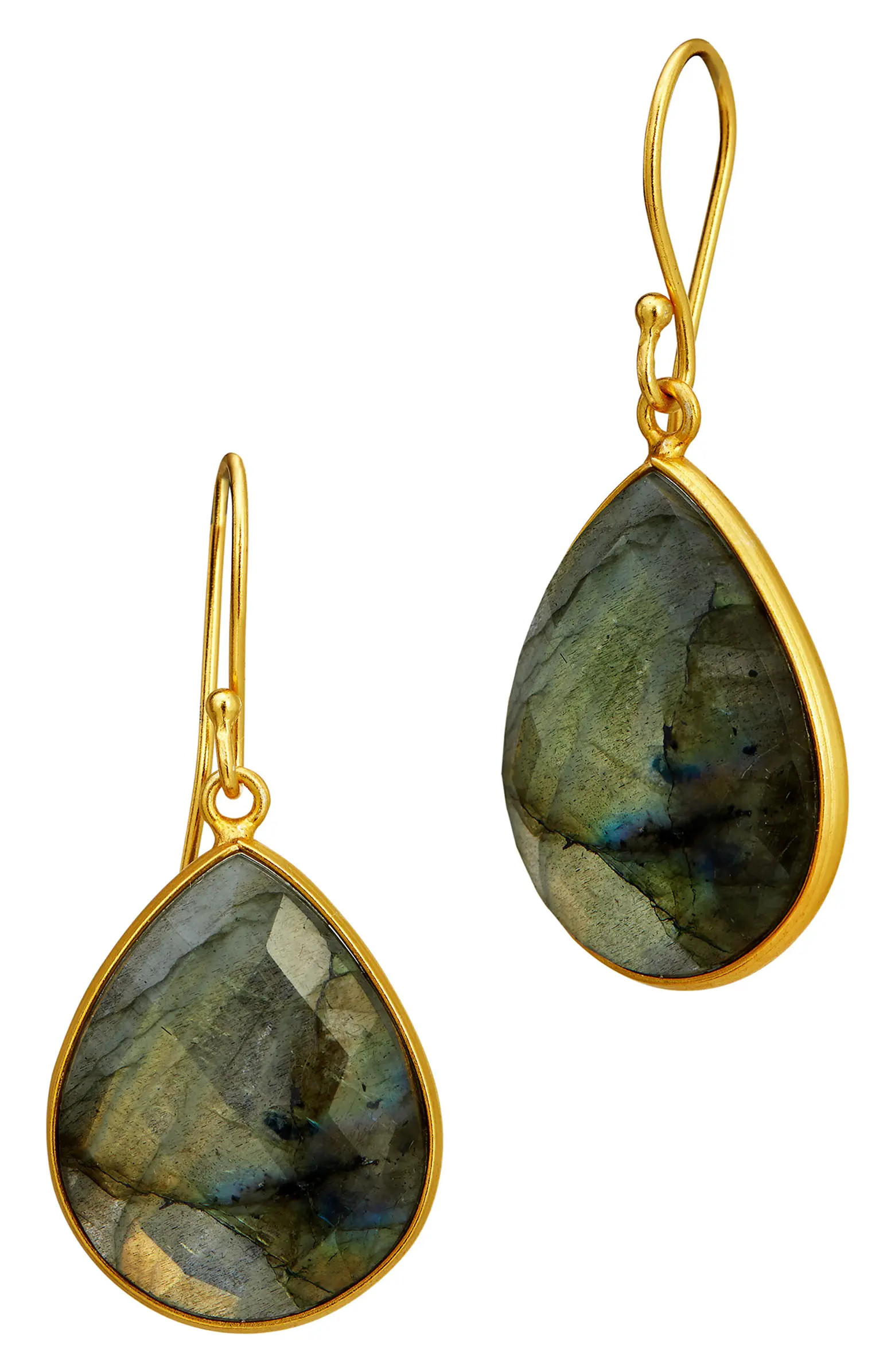 SAVVY CIE JEWELS Gold Vermeil Sterling Silver & Labradorite Drop Earrings | Nordstromrack | Nordstrom Rack