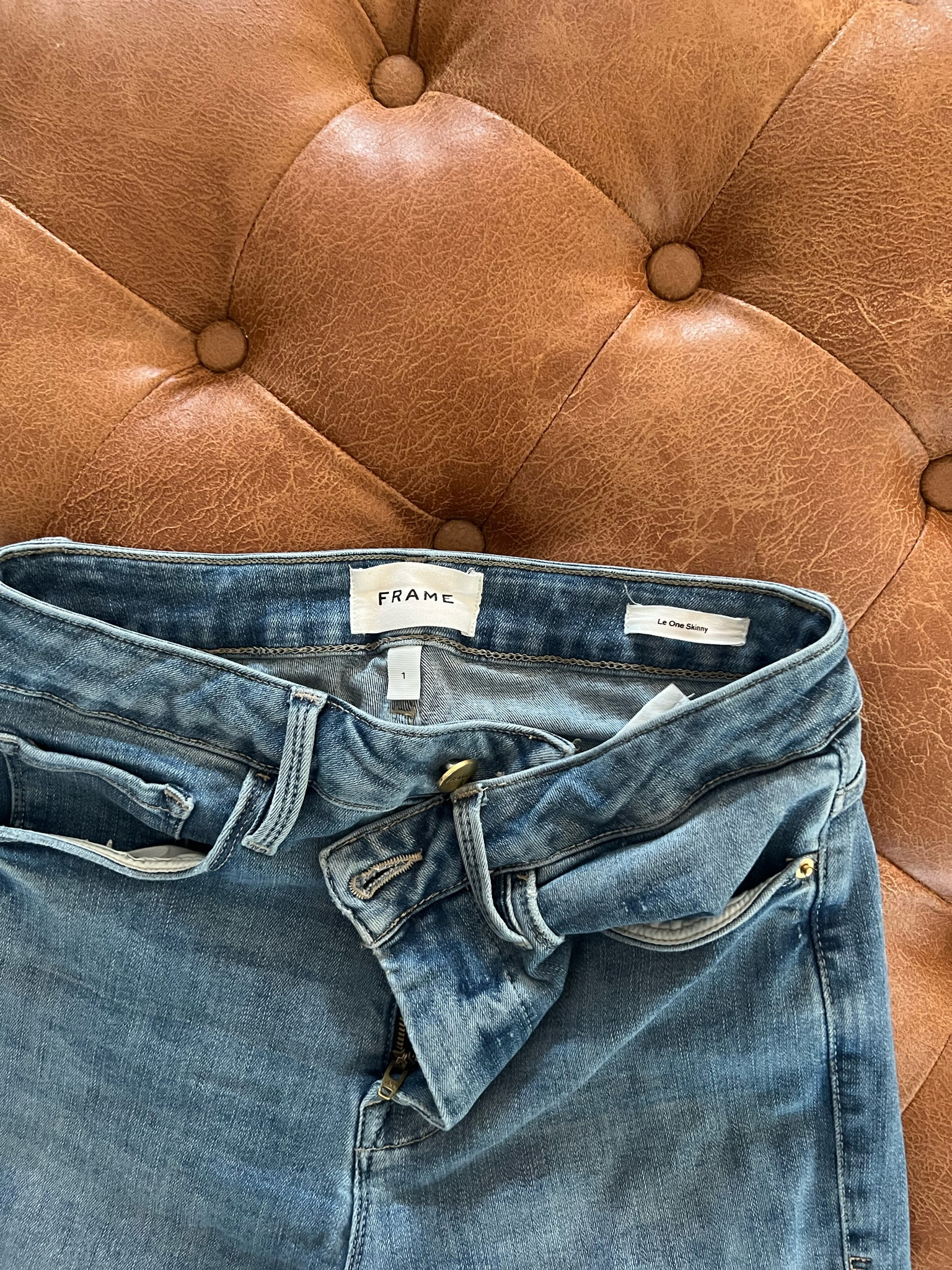 So obsessed with the Frame Le One Skinny! It is super stretchy and as close as you can get to a one size fits all denim! They have been great from maternity to 2 kids and post partum! I have rocked this pair for 2+ years for what seems like back to back babies, and just scored 2 more pairs today on SUPER sale! 

#LTKfindsunder100 #LTKbump